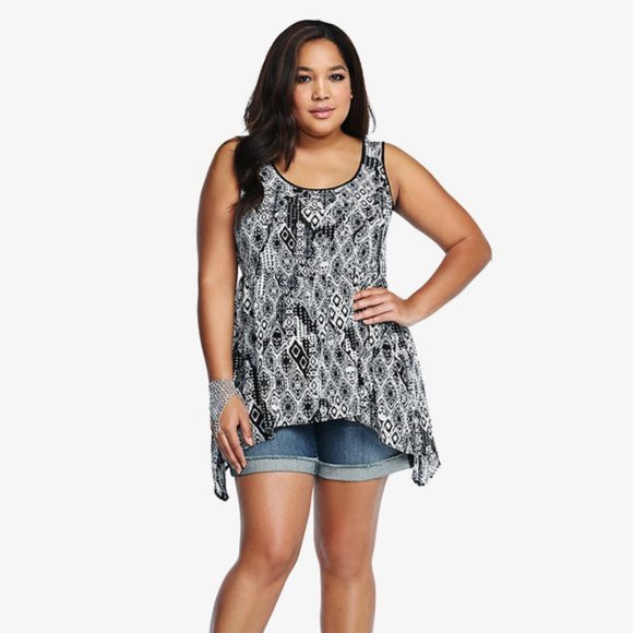 torrid Tops - TORRID - Tribal Skull Print Babydoll Tank Top